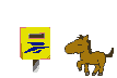 Animation de poney tournant autour d'une boite aux lettres